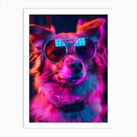 Beautiful Dog Under Neon Lights 21 Art Print