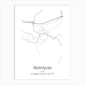 Molnlycke,Sweden Minimalist Map Art Print