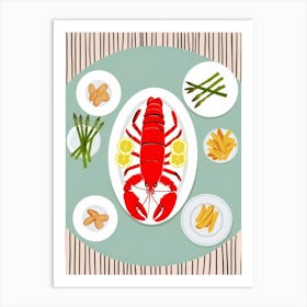 Lobster On A Plate 1 Art Print