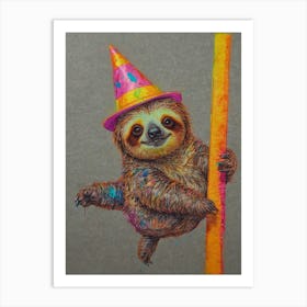 Birthday Sloth 3 Art Print