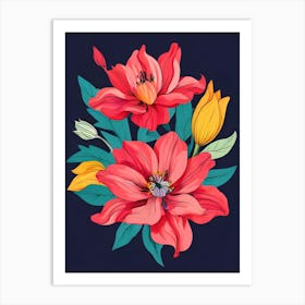 Flowers On A Dark Background 1 Art Print