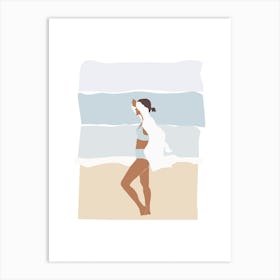 Summer Holiday Cutout Sea Girl Art Print