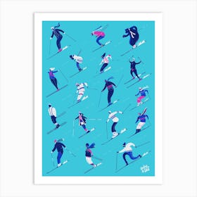 Jadore Le Ski Blue Version Art Print
