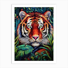 Tiger Art In Pointillism Style 4 Art Print