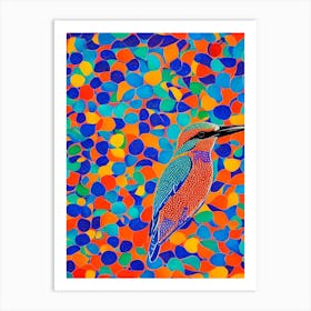 Kingfisher Yayoi Kusama Style Illustration Bird Art Print
