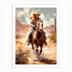 Cowgirl Impressionism Style 8 Art Print