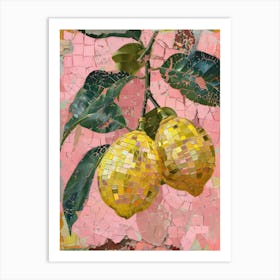 Disco Ball Lemons Mosaic Painting Kitchen Art Print