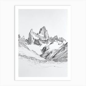 Cerro Fitz Roy Argentina Line Drawing 4 Art Print