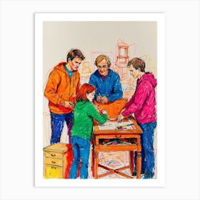 Family At The Table Art Print