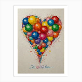 Heart Of Balloons 1 Art Print