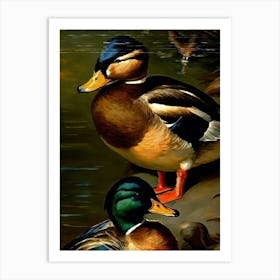 Ducks On A Pond Wall Art Above Tv Art Print