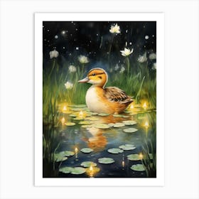 Duckling In The Moonlight 4 Art Print