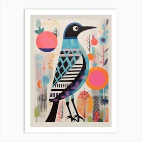 Colourful Scandi Bird Grey Plover 1 Art Print