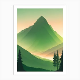 Misty Mountains Vertical Composition In Green Tone 2 Art Print