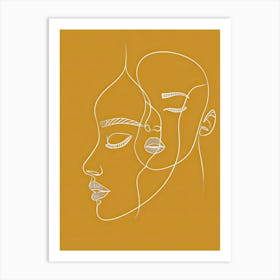 Simplicity Lines Woman Abstract In Yellow 1 Art Print