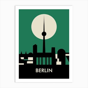 Berlin Skyline Green Art Print