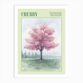 Cherry Tree Atmospheric Watercolour Painting 2 Poster Art Print