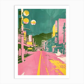 Nagasaki Japan Retro Duotone Silkscreen 2 Art Print