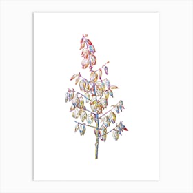 Stained Glass Adam's Needle Mosaic Botanical Illustration on White n.0081 Art Print