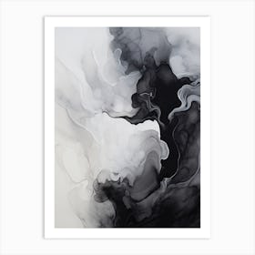 Black And White Flow Asbtract Painting 1 Art Print