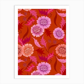 Dahlia Days - Orange Art Print