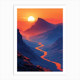 Sunset Over A River Art Print