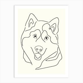 Husky Dog Monoline Hand Drawing Aesthetic Illustration Art Print