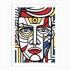 Colourful Stained Glass Inspired Face Art Print
