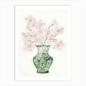 Pink Flowers In A Vase Art Print