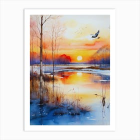 Sunset On The Lake 2 Art Print