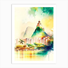 Rio De Janeiro Brazil Watercolour Pastel Tropical Destination Art Print