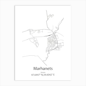 Marhanets,Ukraine Minimalist Map Art Print