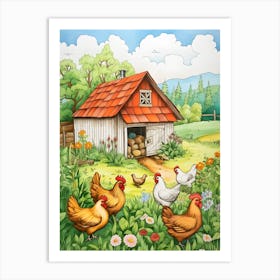 Chickens On The Farm Art Print