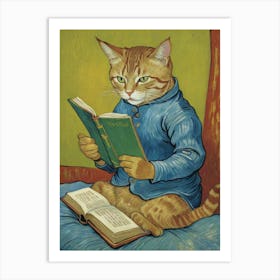 Smart Cat Reading Book Art Print