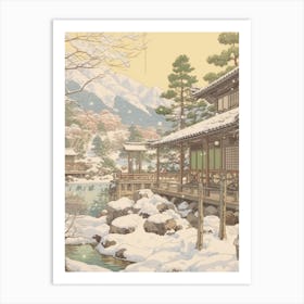 Vintage Winter Illustration Nagano Japan 1 Art Print