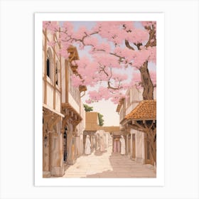Nicosia Cyprus 4 Vintage Pink Travel Illustration Art Print