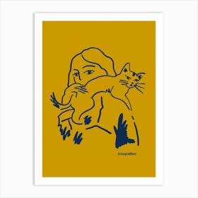 Cat in yellow Art Print