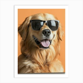 Golden Retriever Wearing Sunglasses.Generated AI. Art Print Art Print