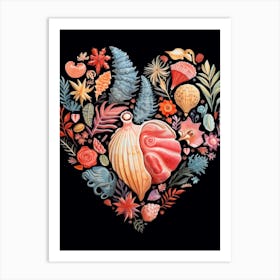 Detailed Illustrative Shell Heart Art Print