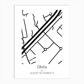 Obita,Japan Minimalist Map Art Print