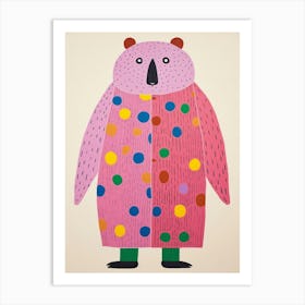 Pink Polka Dot Beaver 2 Art Print
