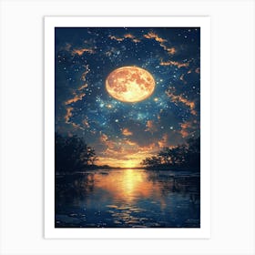 Full Moon Over Water 5 Art Print