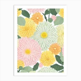 Chrysanthemums Pastel Floral 1 Flower Art Print