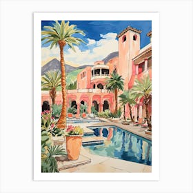 The Chateau At Lake La Quinta   La Quinta, California   Resort Storybook Illustration 4 Art Print