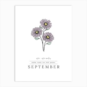 September Aster Birth Flower 1 Art Print