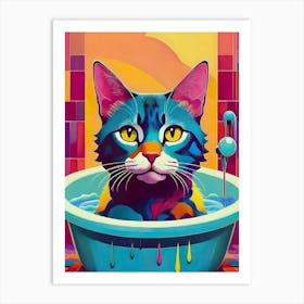 Cat In The Bath Art Print