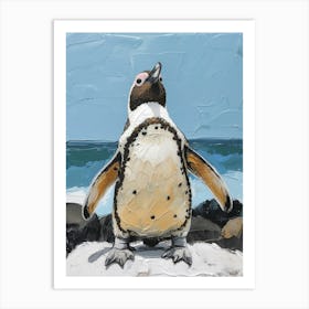 Galapagos Penguin Robben Island Colour Block Painting 3 Art Print