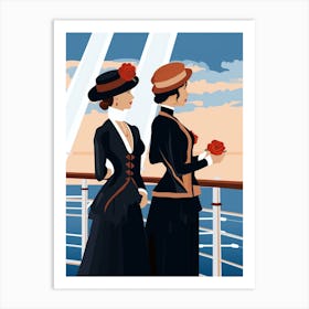 Titanic Ladies Minimalist Art Deco Illustration 3 Art Print