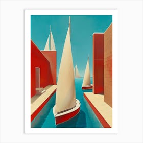 Sailboats In The Harbor 6 Art Print