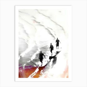 Surfers On The Beach Art Print